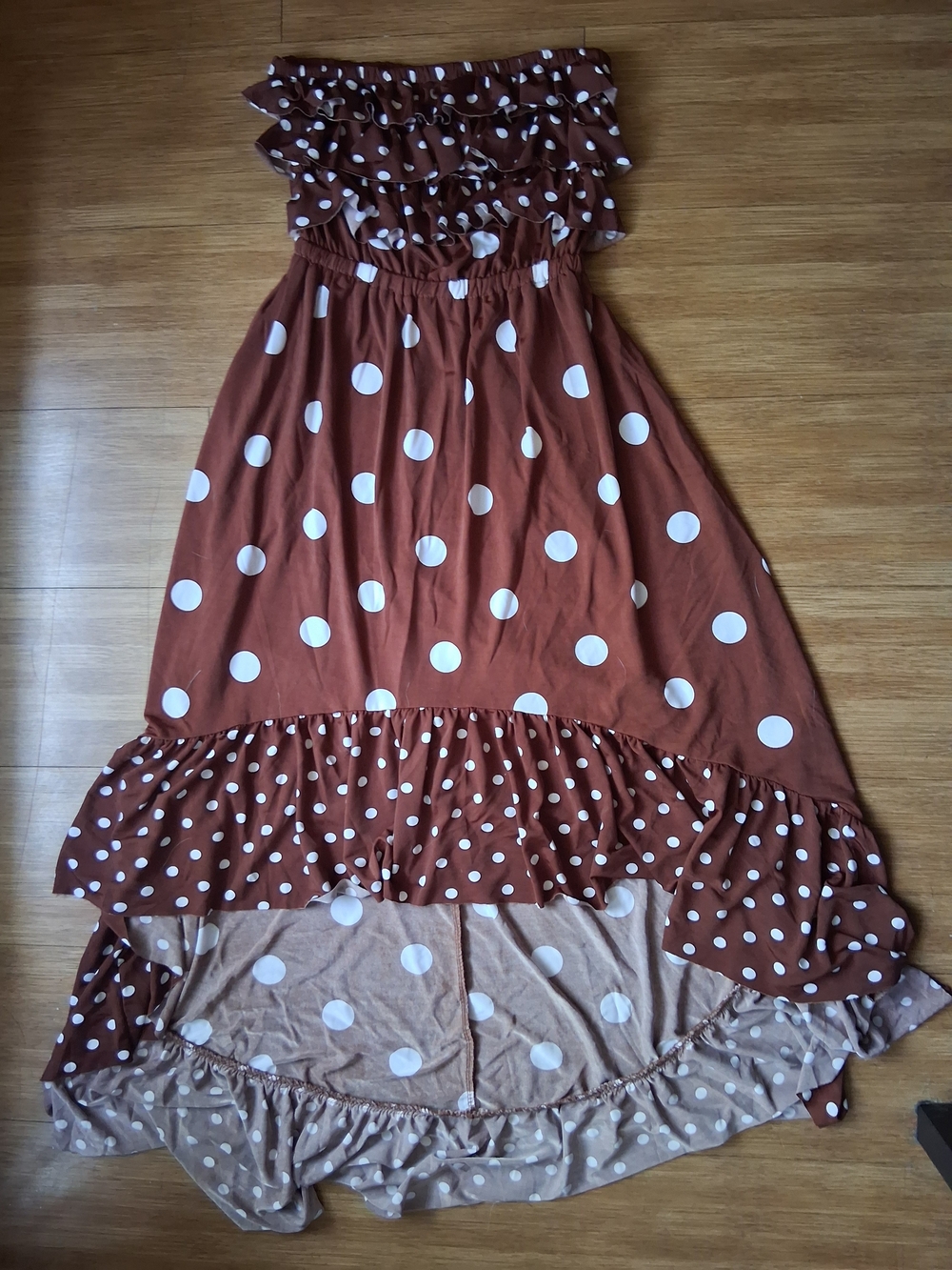 Girls' Brown Polka Dot Ruffle Maxi Dress
